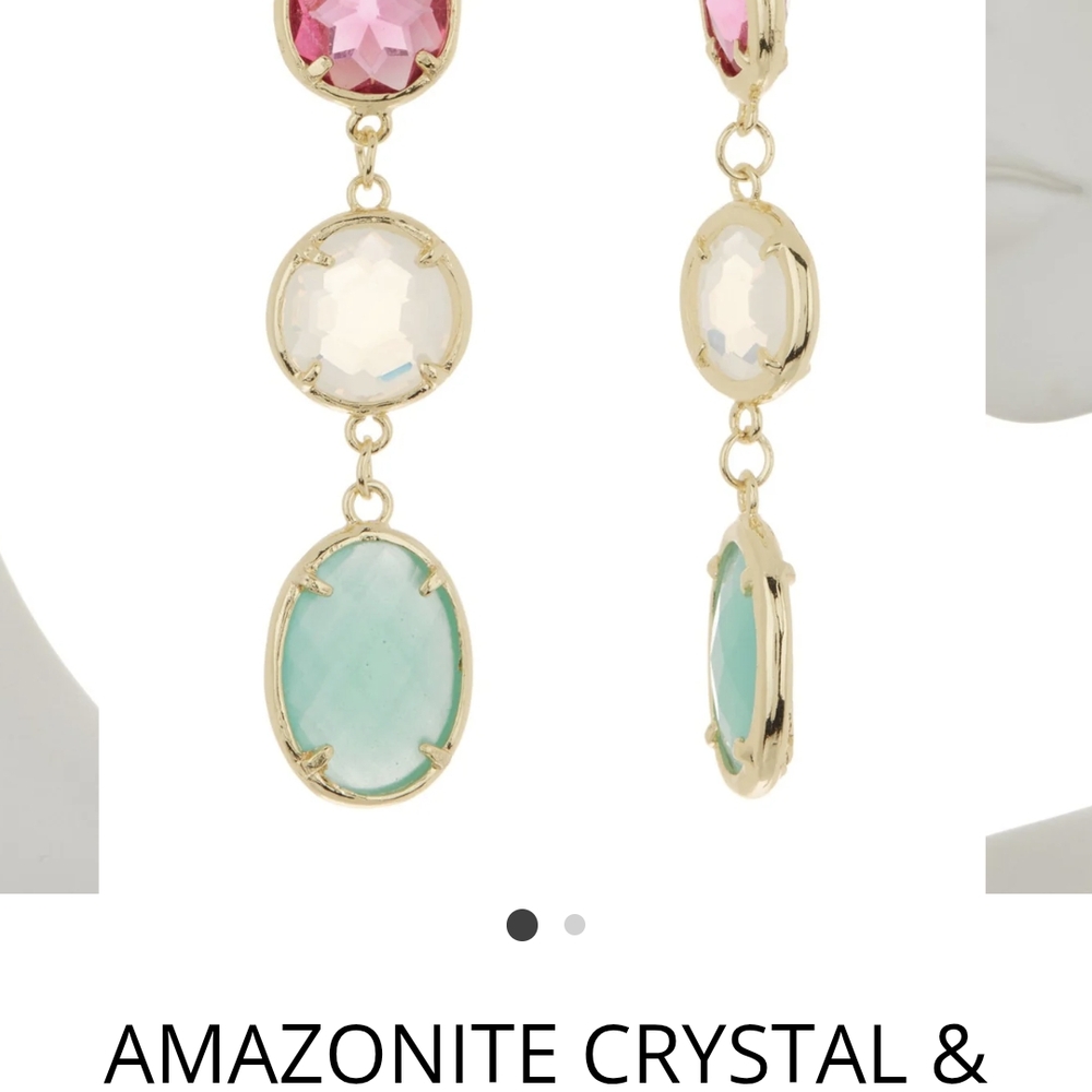 Gold and Pink Amazonite Crystal Drop Earrings